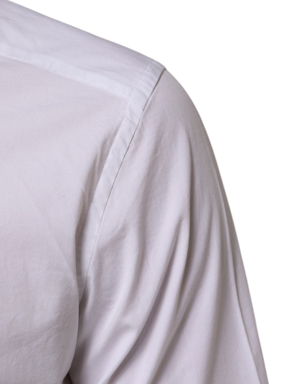 Chemise homme blanche en coton Dolce & Gabbana à manches longues pour occasions formelles, détail en or sur les poignets.