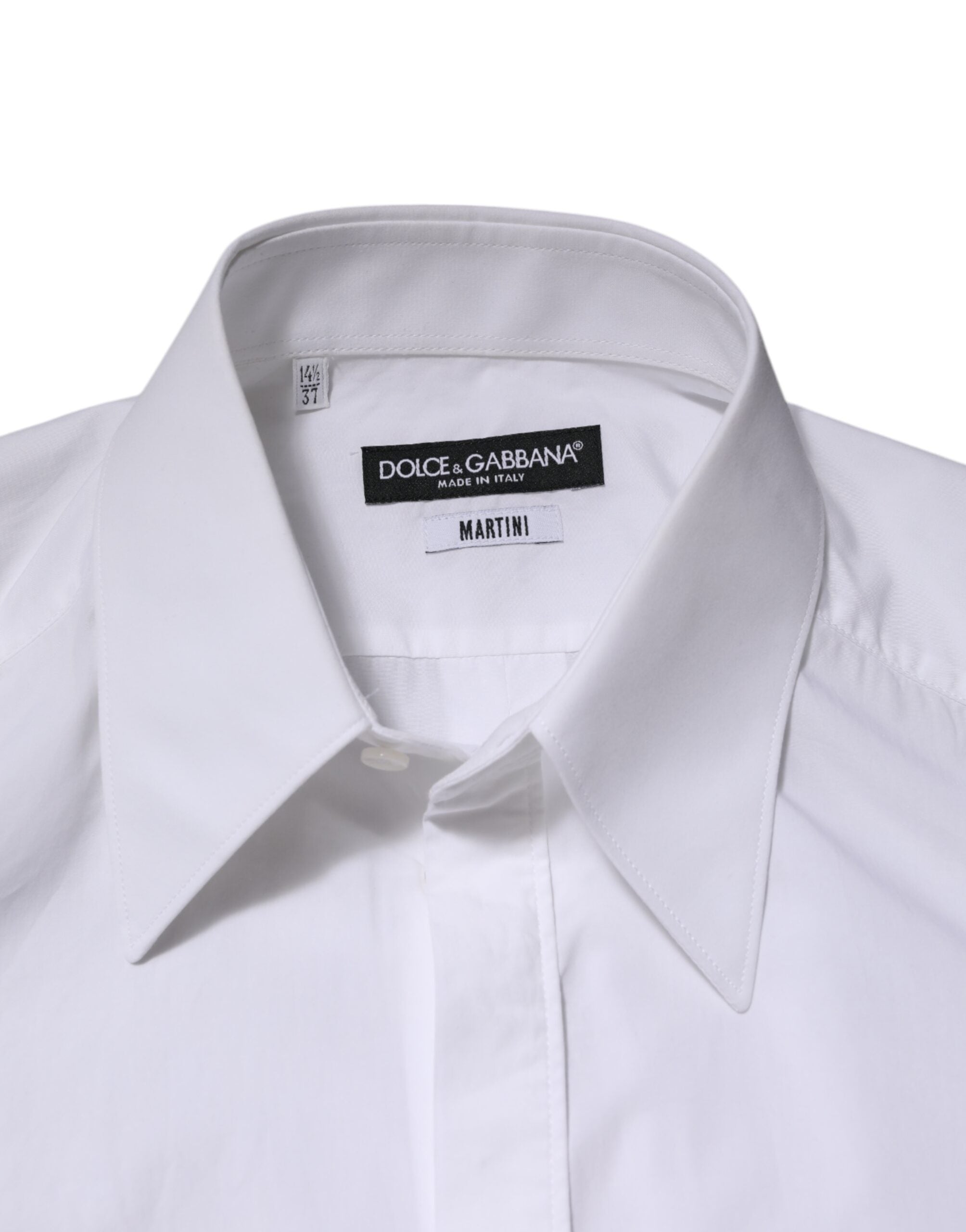 Chemise blanche en coton Dolce & Gabbana MARTINI à manches longues, style élégant et classique.
