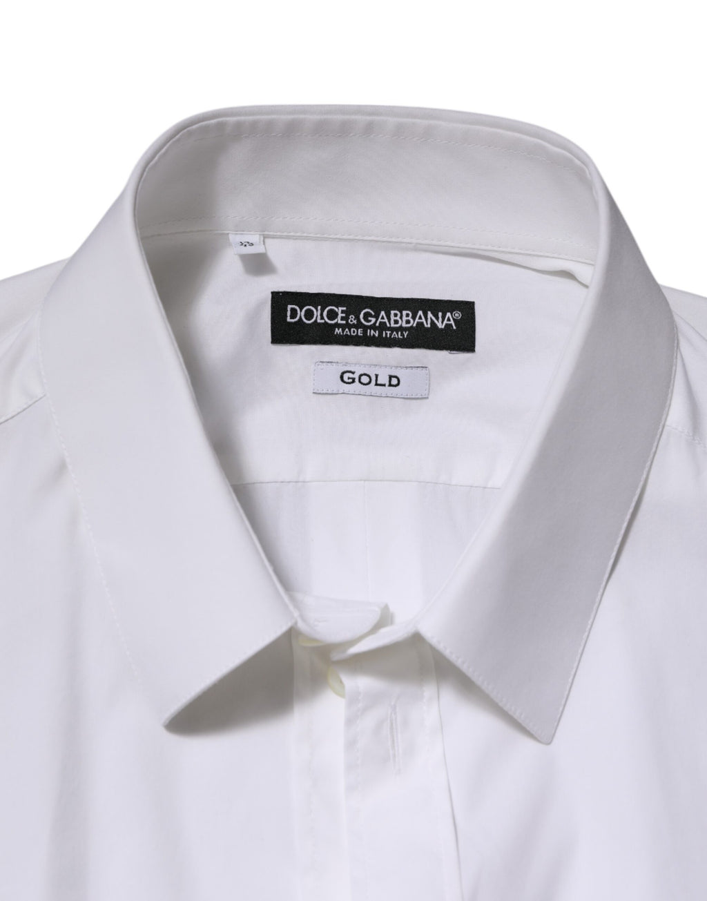 Chemise blanche en coton Dolce & Gabbana à manches longues et détails dorés pour occasion formelle.
