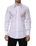 Chemise formelle blanche en coton Dolce & Gabbana pour homme, coupe slim fit, élégante et sophistiquée.