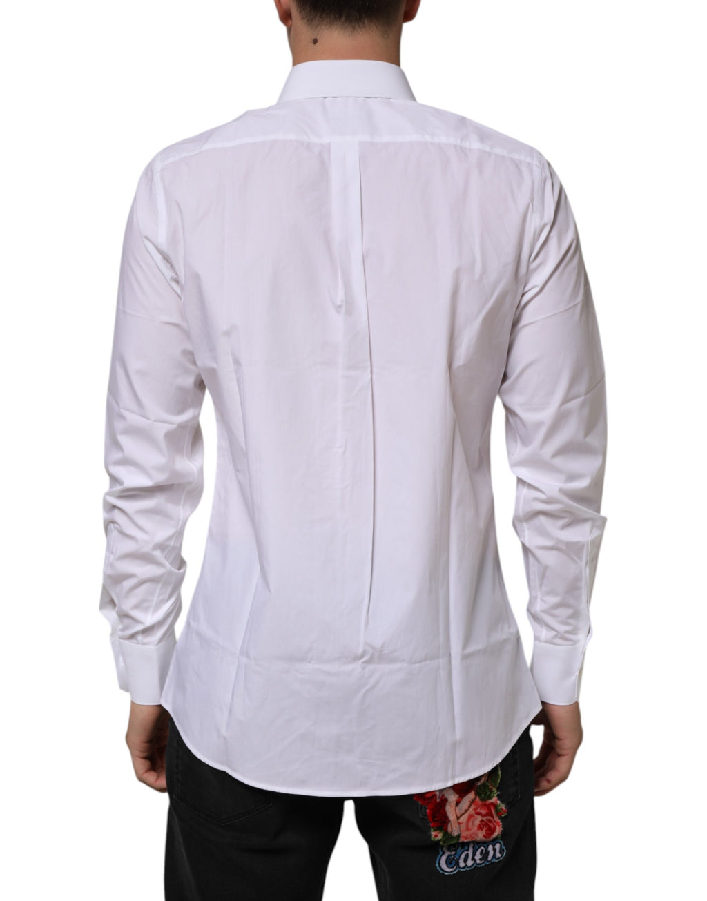 Chemise formelle homme Dolce & Gabbana en coton blanc, coupe slim, élégante et sophistiquée.