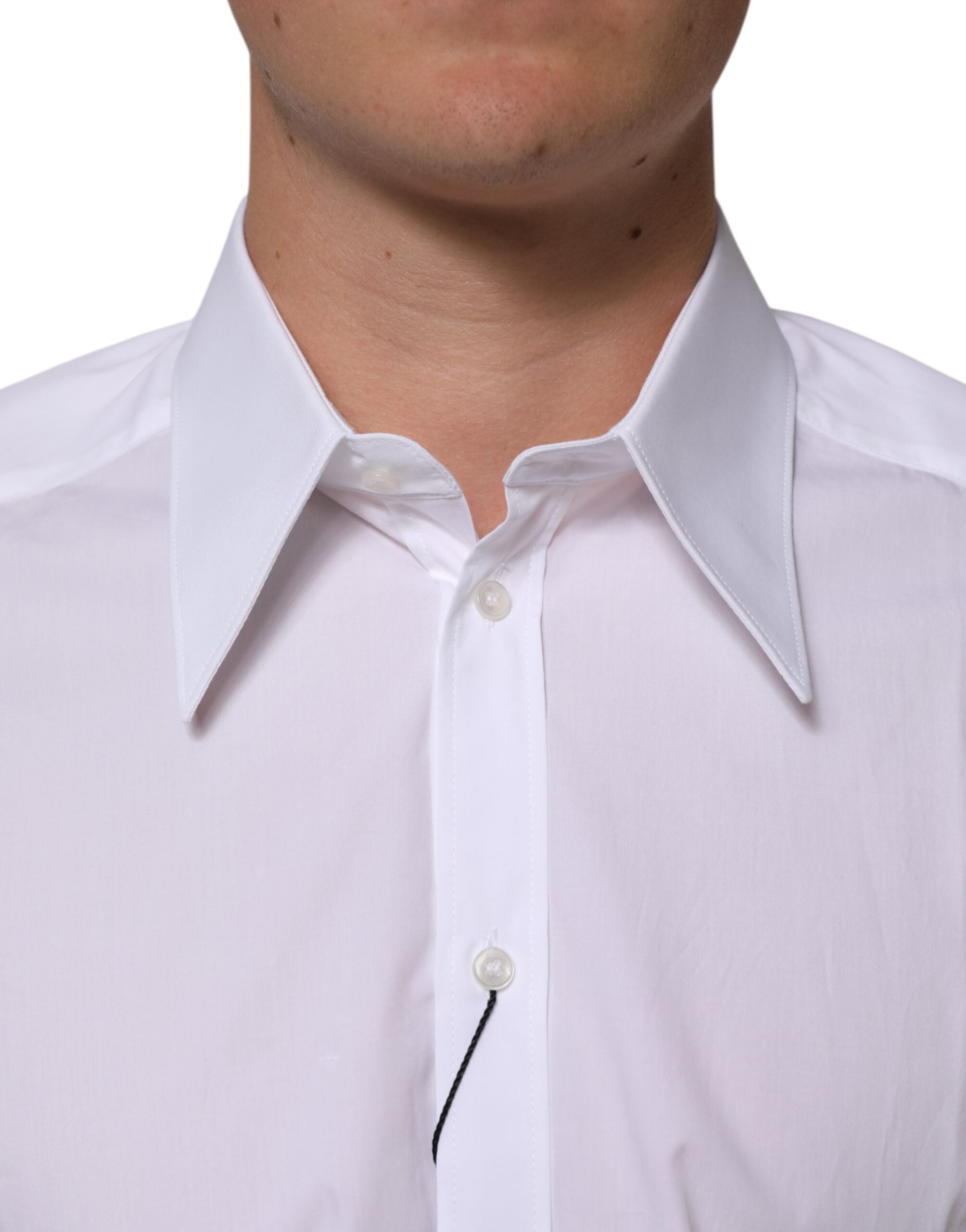 Chemise formelle pour hommes Dolce & Gabbana, blanche en coton slim fit, élégante pour occasions spéciales.