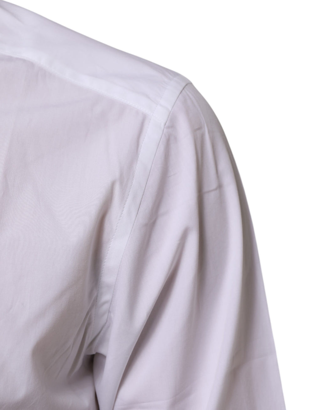 Chemise homme blanche Dolce & Gabbana en coton, coupe slim fit, vêtement formel élégant, détails visibles sur l'image.