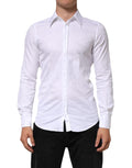 Chemise blanche en coton Dolce & Gabbana Martini Paisley Jacquard, détail élégant et motif paisley sophistiqué visible sur l'image.