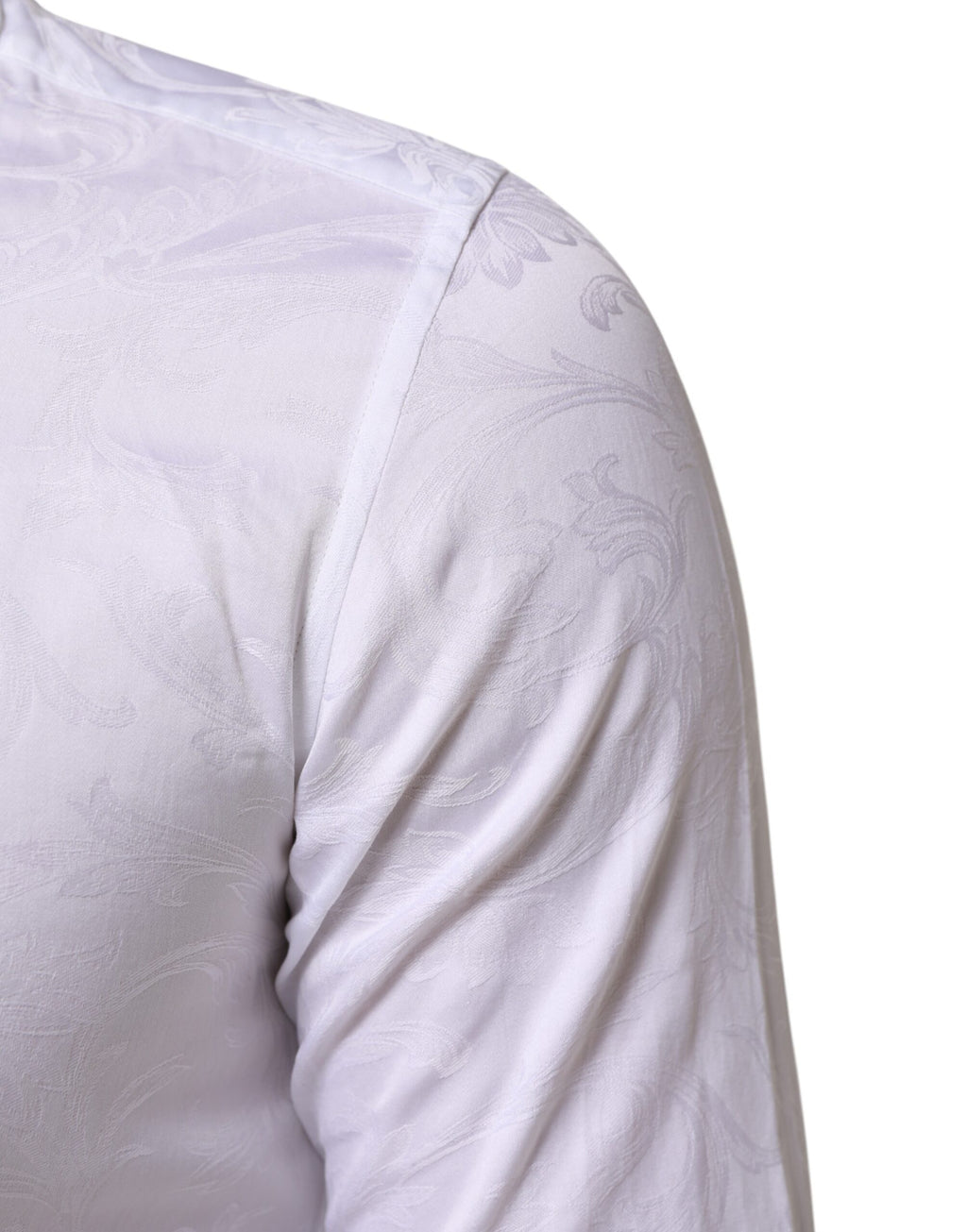 Chemise blanche en coton Dolce & Gabbana MARTINI Paisley Jacquard avec motif paisley et détails élégants.