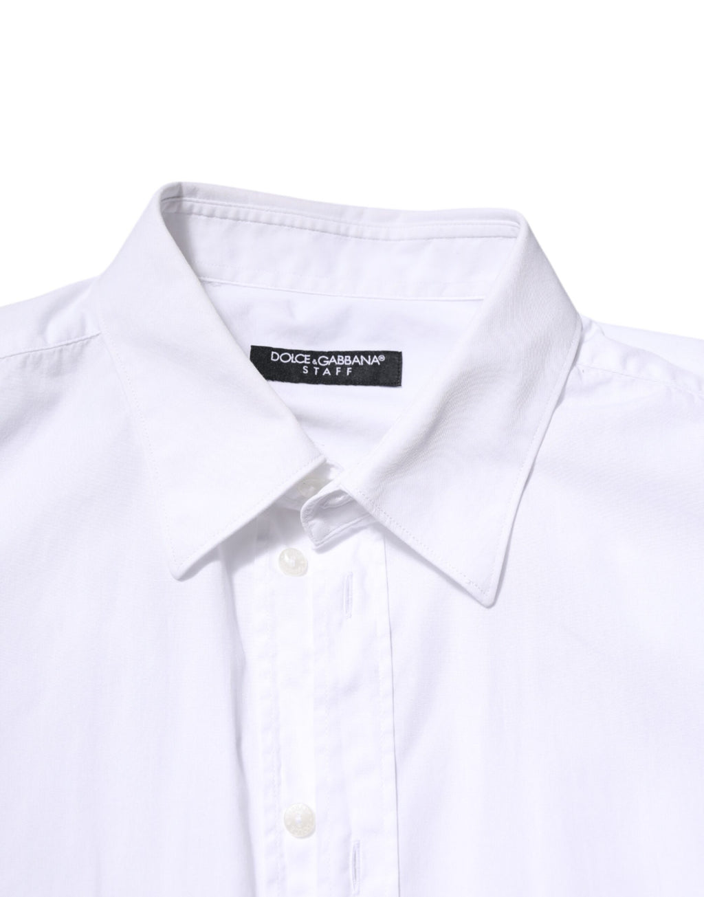 Chemise blanche en coton Dolce & Gabbana avec manches longues et coupe formelle, vue de face.