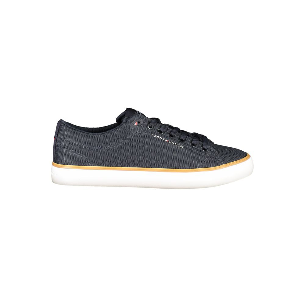 Chaussure de sport homme Tommy Hilfiger en polyester bleu, baskets de marche modernes et confortables.