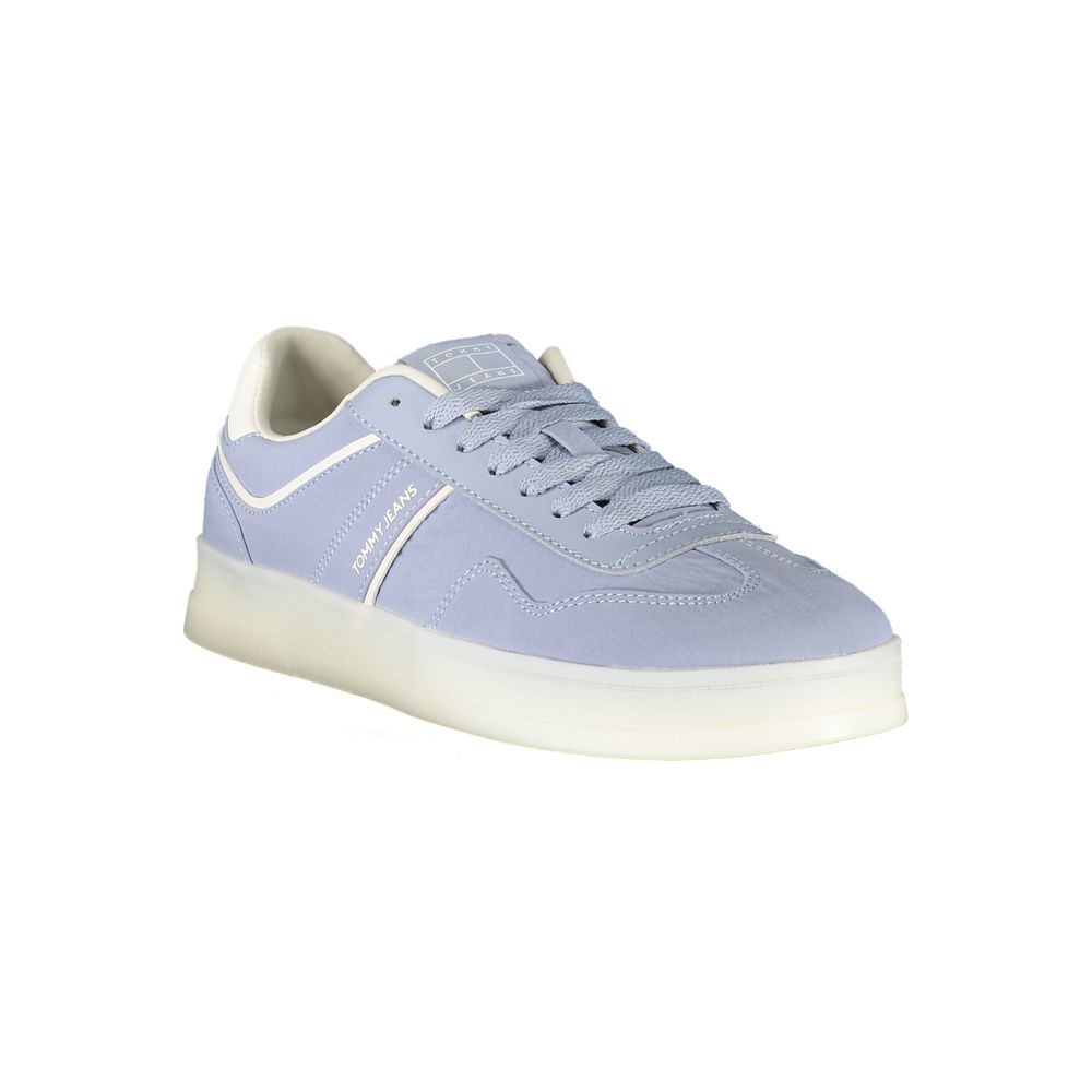 Sneakers pour femmes Tommy Hilfiger Azzurro en polyuréthane, vue de face, avec design moderne et détails colorés.