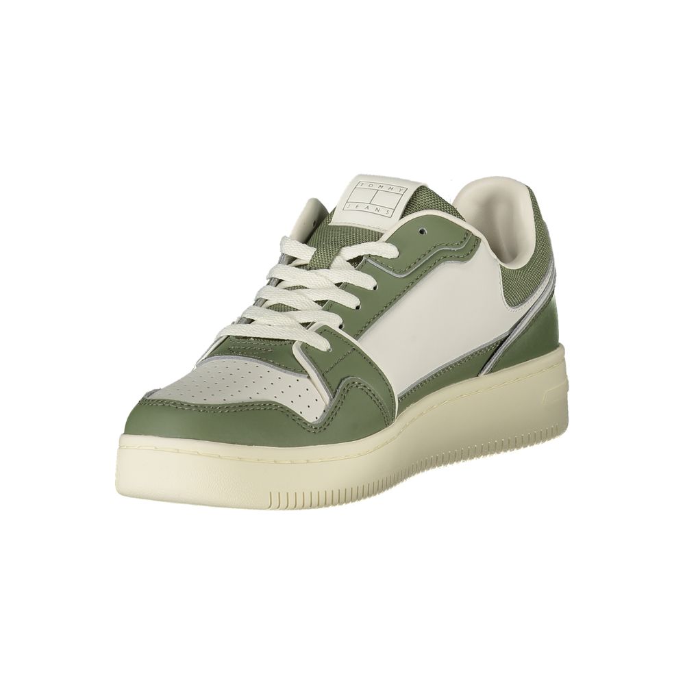Sneakers en polyuréthane Tommy Hilfiger vert pour homme, vue de face, mode décontractée, chaussures de sport modernes.