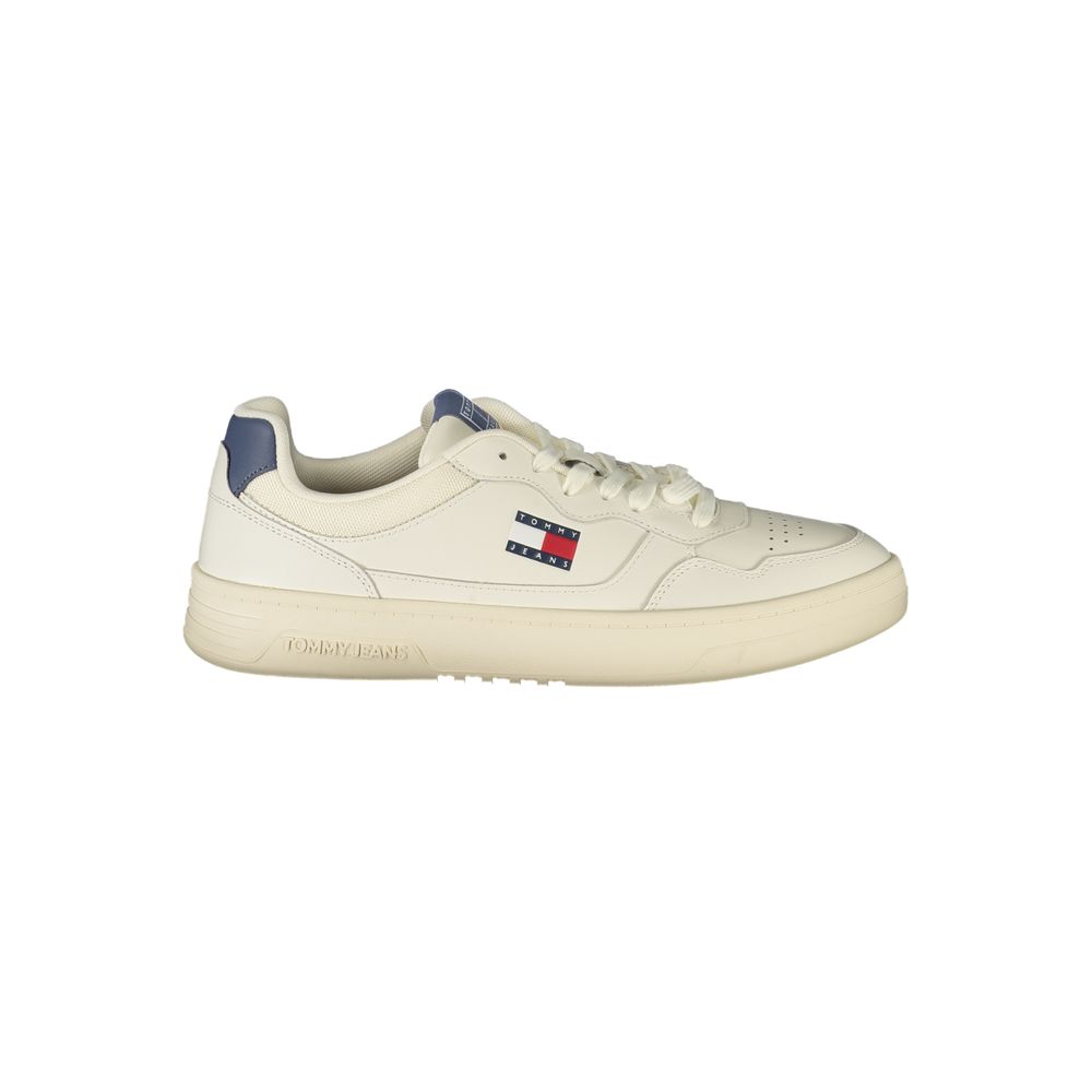 Sneakers pour hommes Tommy Hilfiger Bianco en polyuréthane, chaussure décontractée avec design moderne et semelle blanche visible.