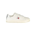 Basket Tommy Hilfiger Bianco en polyuréthane pour femmes, vue de côté, avec semelle blanche et design épuré.