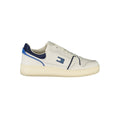 Sneakers blanches en polyuréthane Tommy Hilfiger pour homme, chaussures de sport élégantes avec design moderne et marque visible.