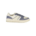 Chaussure sneaker en cuir blanc pour homme de la marque Tommy Hilfiger, vue de côté avec détails de la semelle et logo.