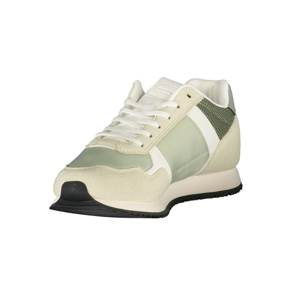 Chaussure hommes Tommy Hilfiger Vert en polyuréthane, sneaker décontracté avec lacets, vue de profil.