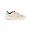 Sneakers blanches en polyuréthane pour femme de la marque Tommy Hilfiger, vue de côté.
