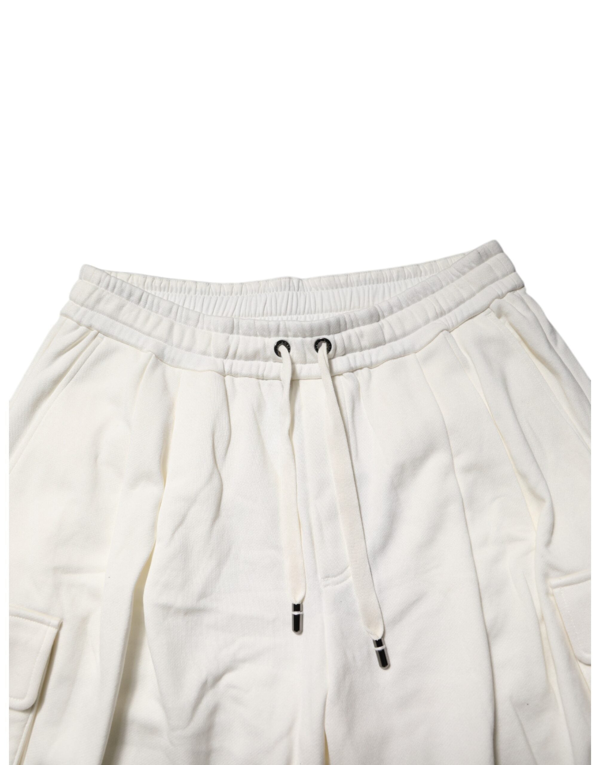 Shorts bermuda en coton blanc de Dolce & Gabbana, style cargo, sweatshorts décontractés et confortables.