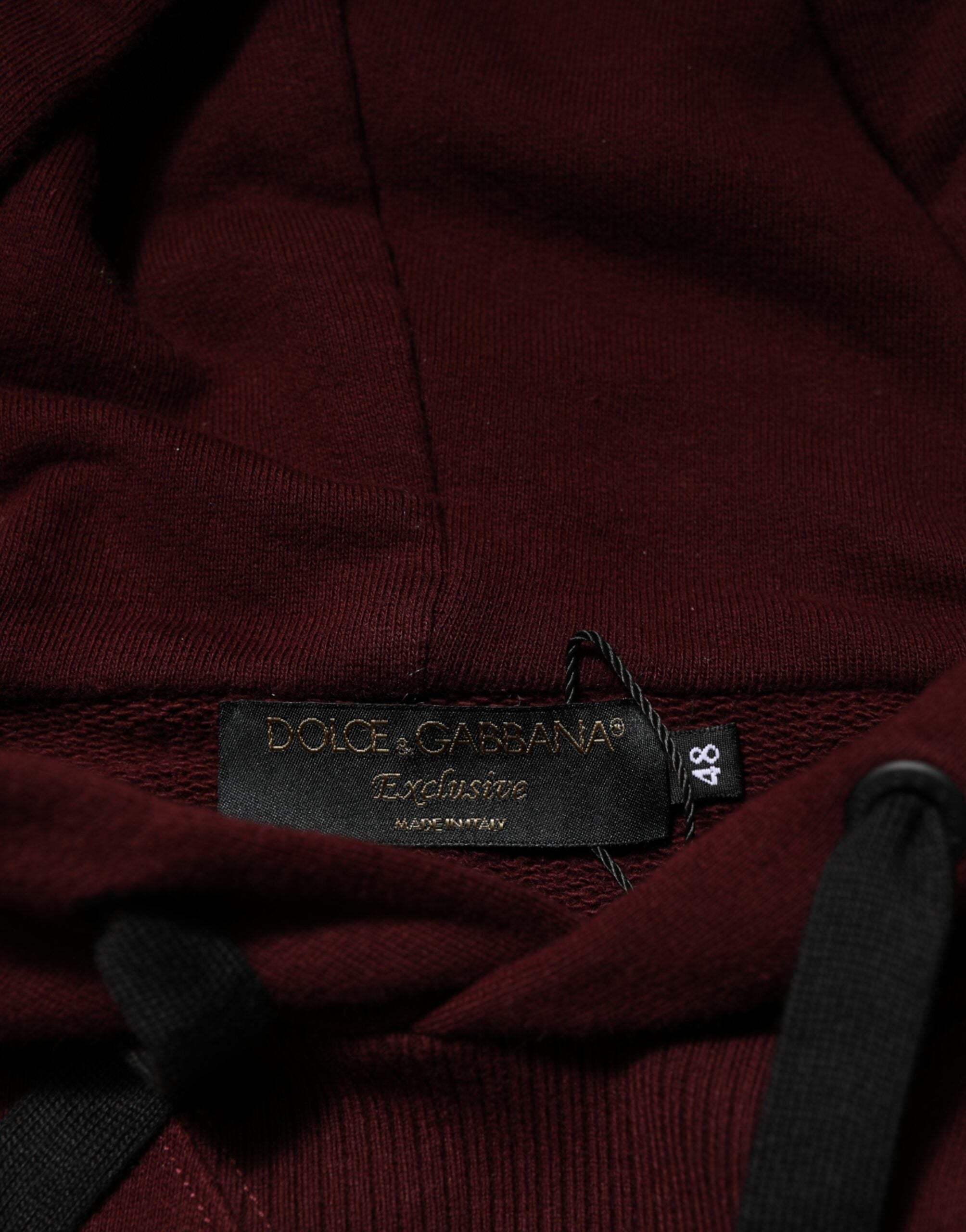 Pull à capuche pour homme Dolce & Gabbana en coton bordeaux à carreaux avec doublure, style décontracté et confortable.