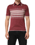 Polo Dolce & Gabbana en coton bordeaux avec rayures et logo DG, t-shirt élégant pour homme.