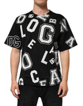 T-shirt noir en coton Dolce & Gabbana avec impression de lettres à manches courtes et coupe décontractée.