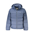 Veste en poliamide pour homme de la marque Calvin Klein, couleur bleue, avec fermeture éclair et col montant visible.