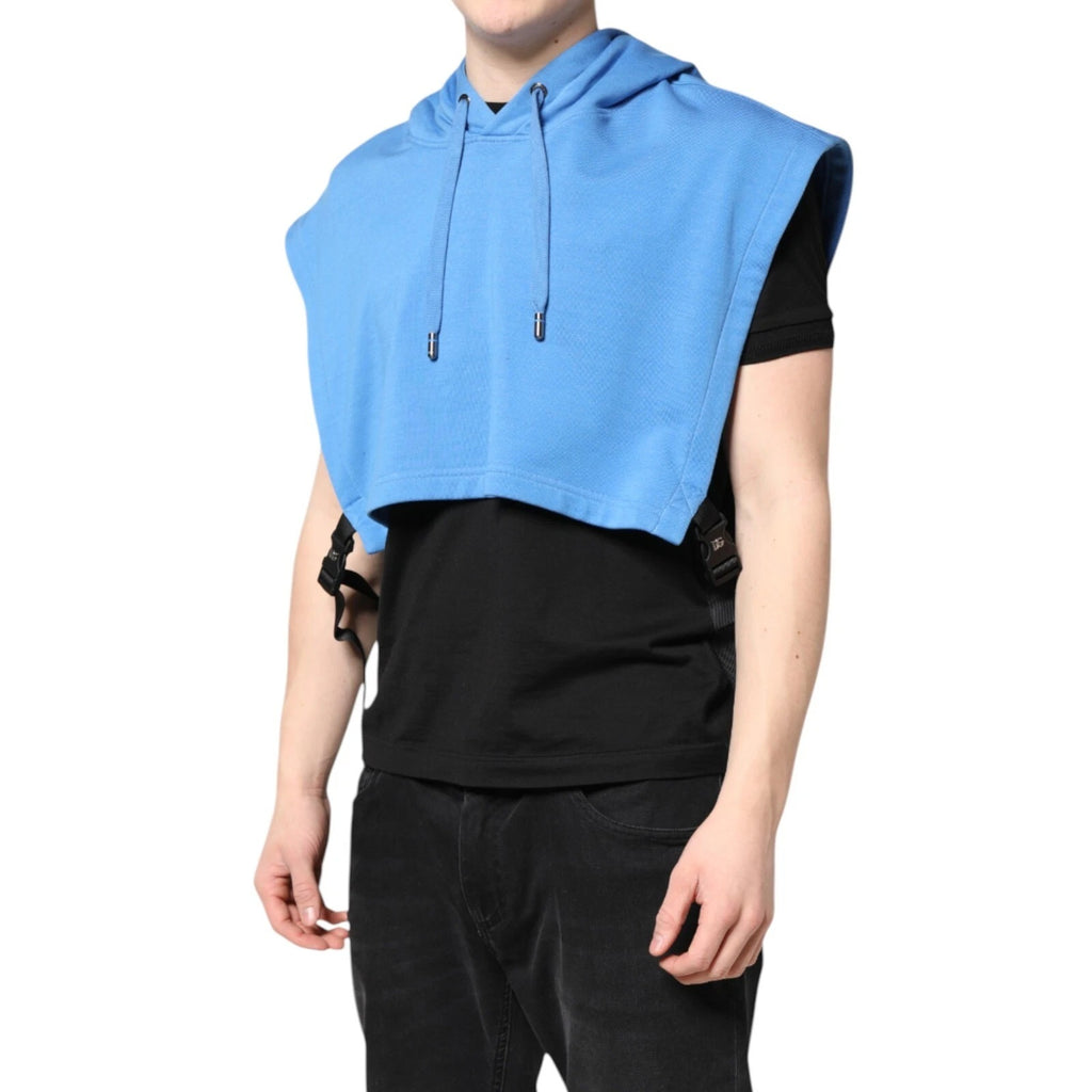 Veste homme sportswear Dolce & Gabbana en coton bleu avec capuche, style décontracté et taille unique.
