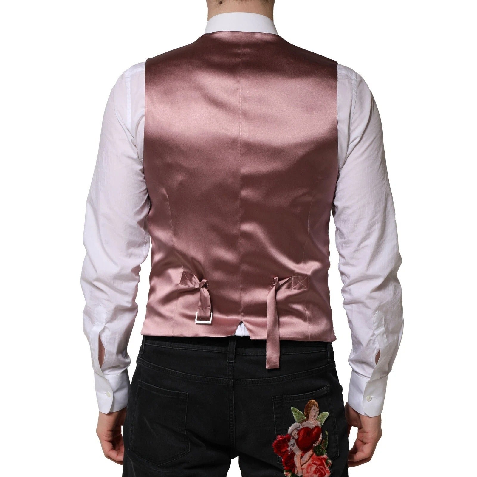 Veste de costume en laine rose Dolce & Gabbana pour homme, vêtement formel, ajustée et élégante.