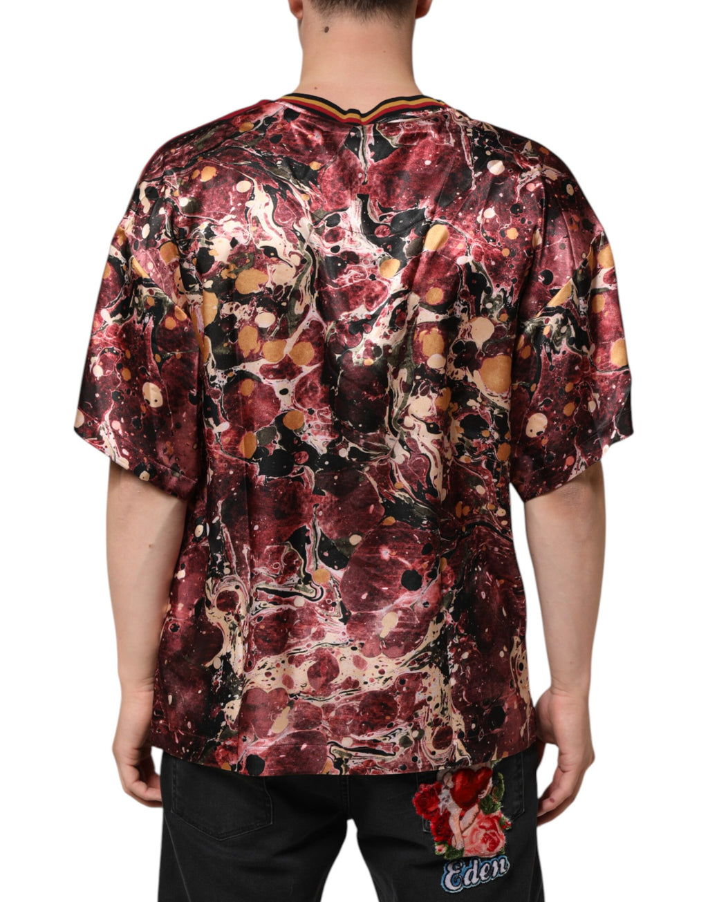 T-shirt oversize en polyester à motif marbre multicolore de Dolce & Gabbana, style tendance et imprimé coloré.
