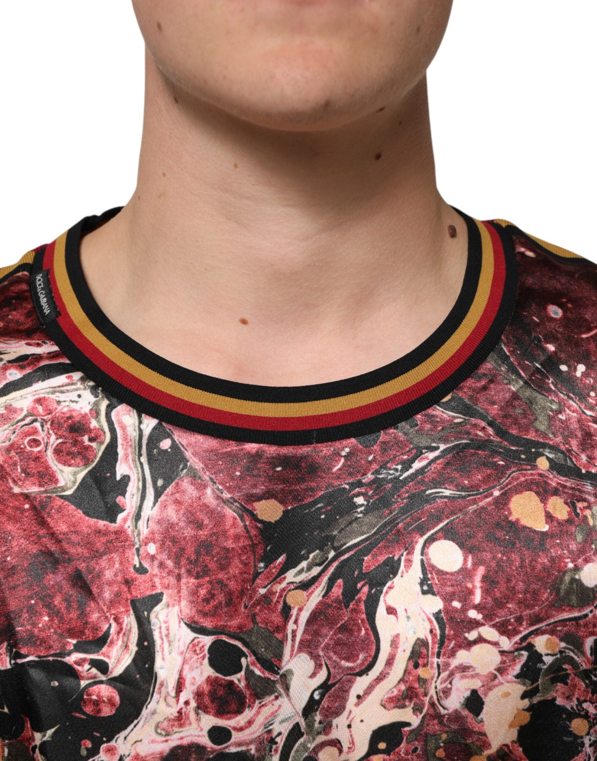 T-shirt oversize en polyester à motif marbre multicolore de Dolce & Gabbana, style décontracté et tendance.