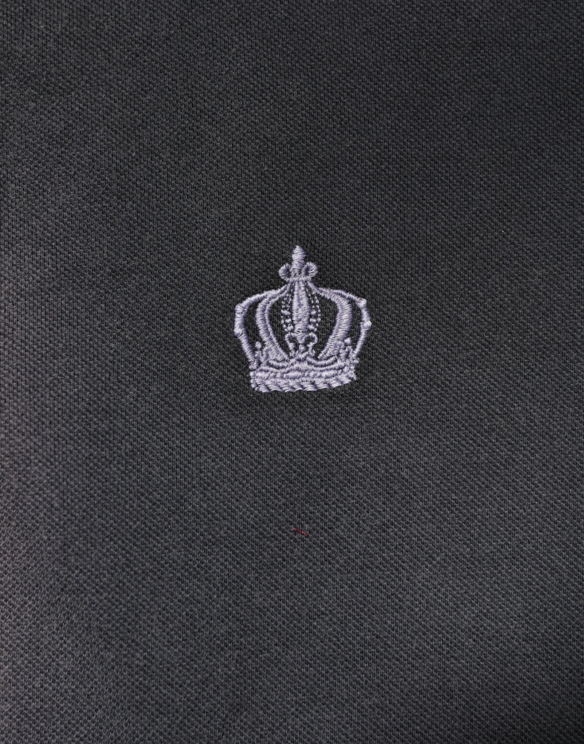 Polo pour homme Dolce & Gabbana en coton gris avec col en forme de couronne, style élégant et classique.
