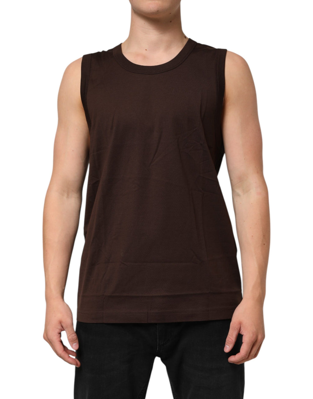 Débardeur sans manches en coton marron de Dolce & Gabbana pour homme, sous-vêtements élégants et confortables.