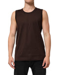 Débardeur sans manches en coton marron de Dolce & Gabbana pour homme, vue de face avec détails du tissu.