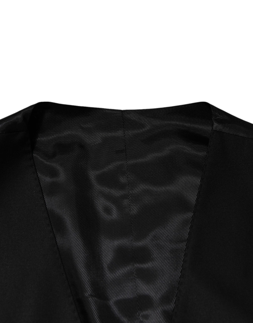Gilet homme noir en laine Dolce & Gabbana, costume formel élégant avec fermeture à boutons, porté sur un mannequin.