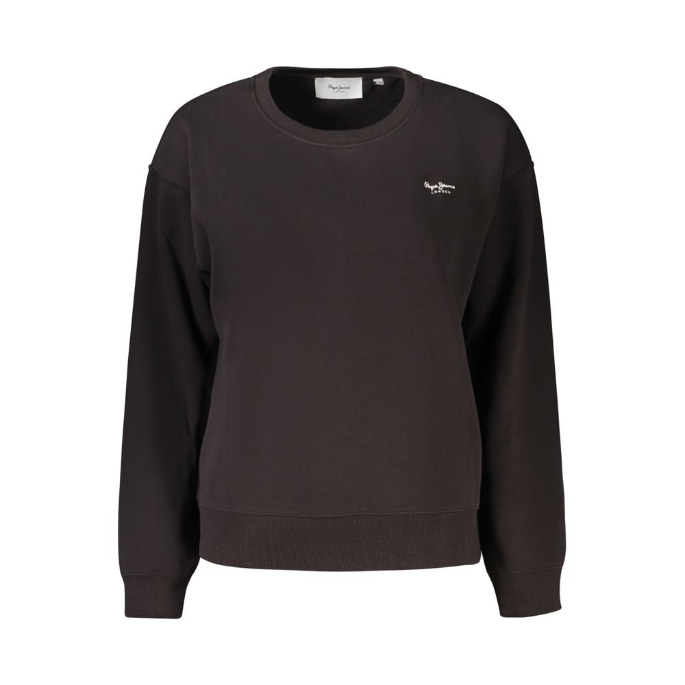 Sweat-shirt pour femmes Pepe Jeans en polyester noir, coupe décontractée, design simple et confortable, porté sur un mannequin.
