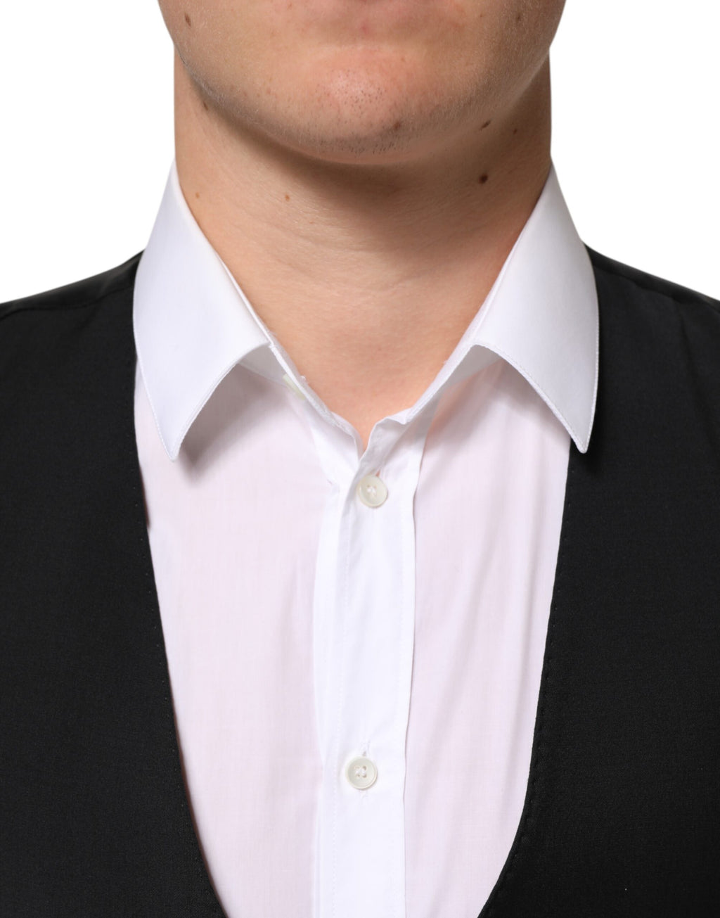 Gilet homme en laine noire de luxe Dolce & Gabbana, costume formel élégant pour occasions spéciales.