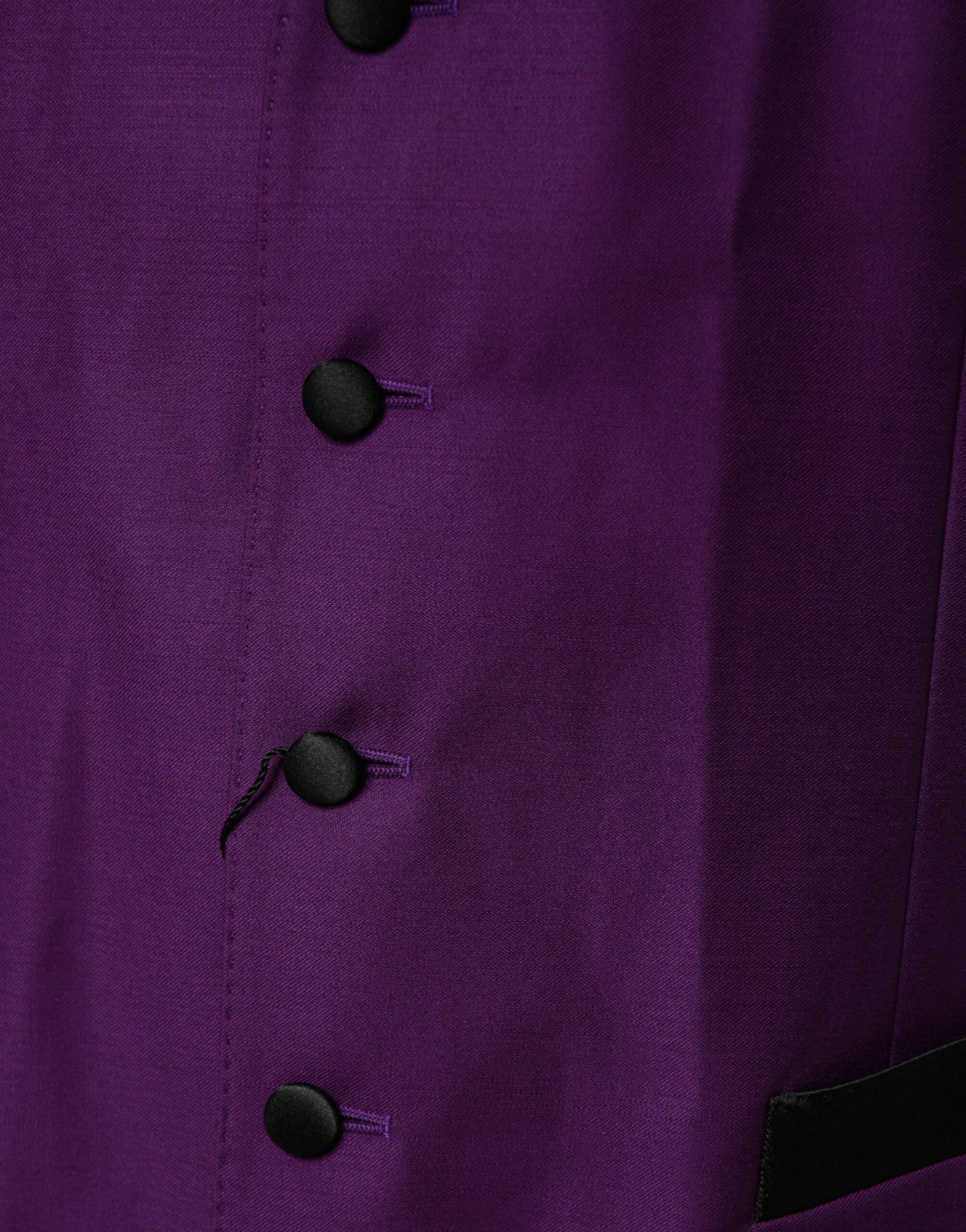 Gilet formel en laine violette de Dolce & Gabbana, veste sans manches élégante pour occasion spéciale.