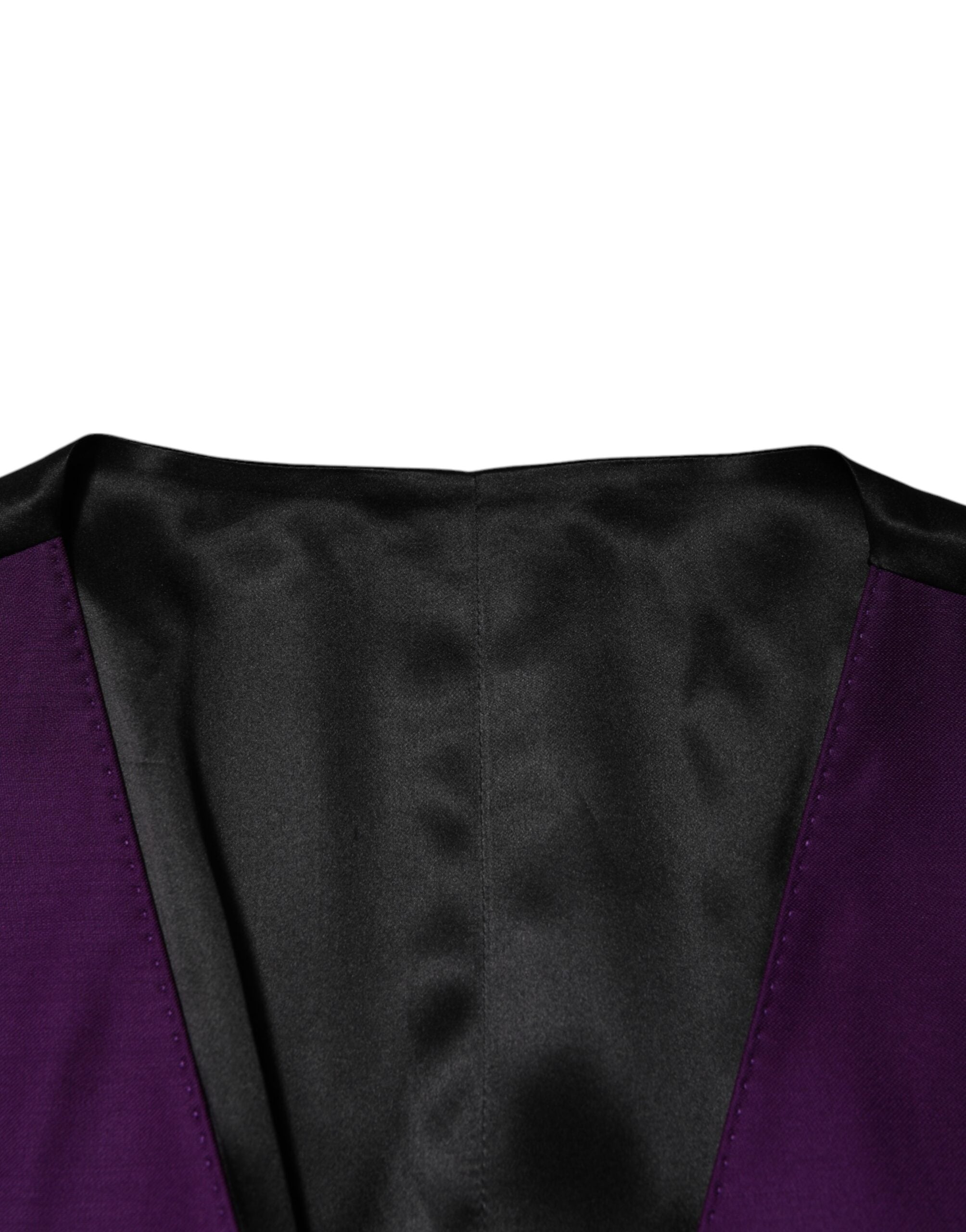 Gilet formel en laine violette Dolce & Gabbana, veste cintrée élégante pour femme.