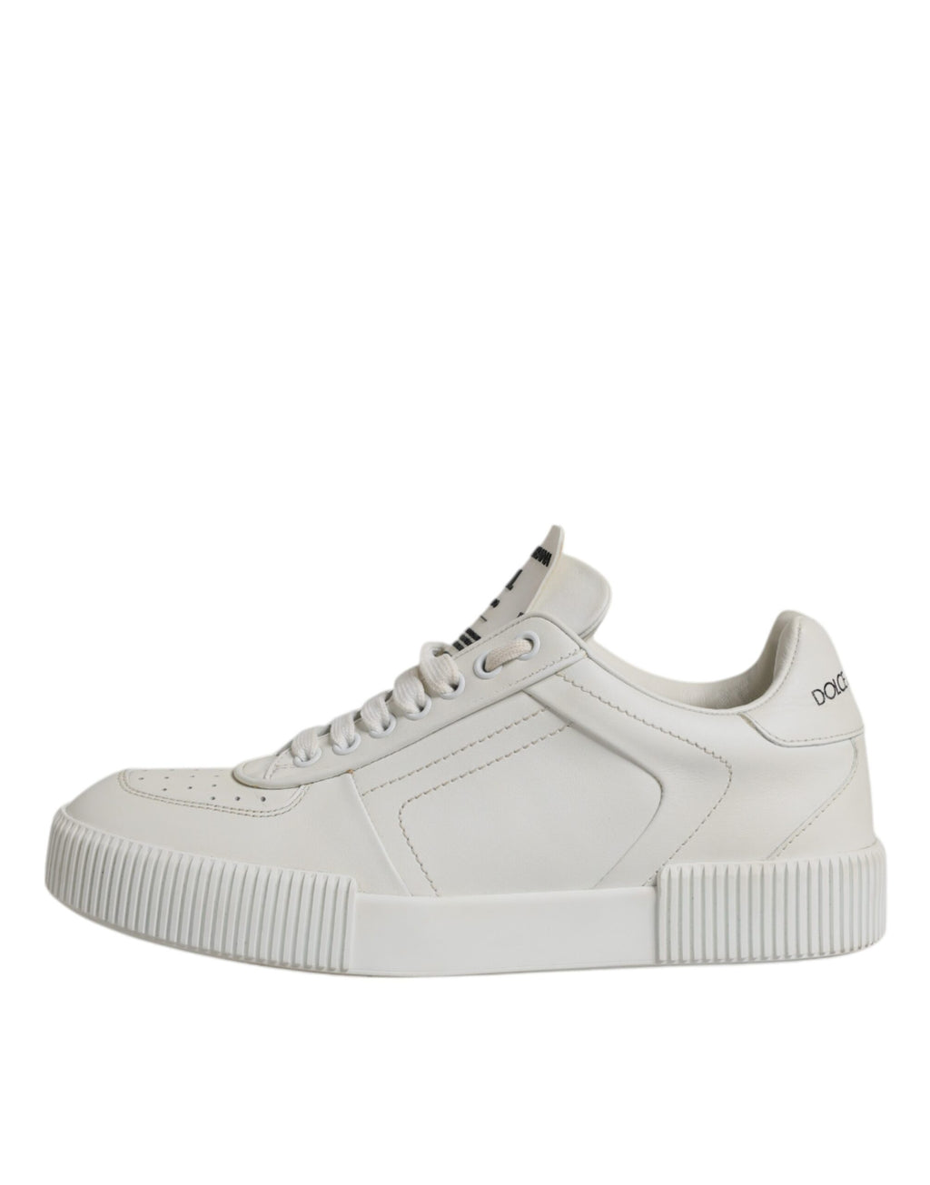 Chaussures basses en cuir blanc Dolce & Gabbana Miami Low Top Sneakers, style décontracté et moderne.