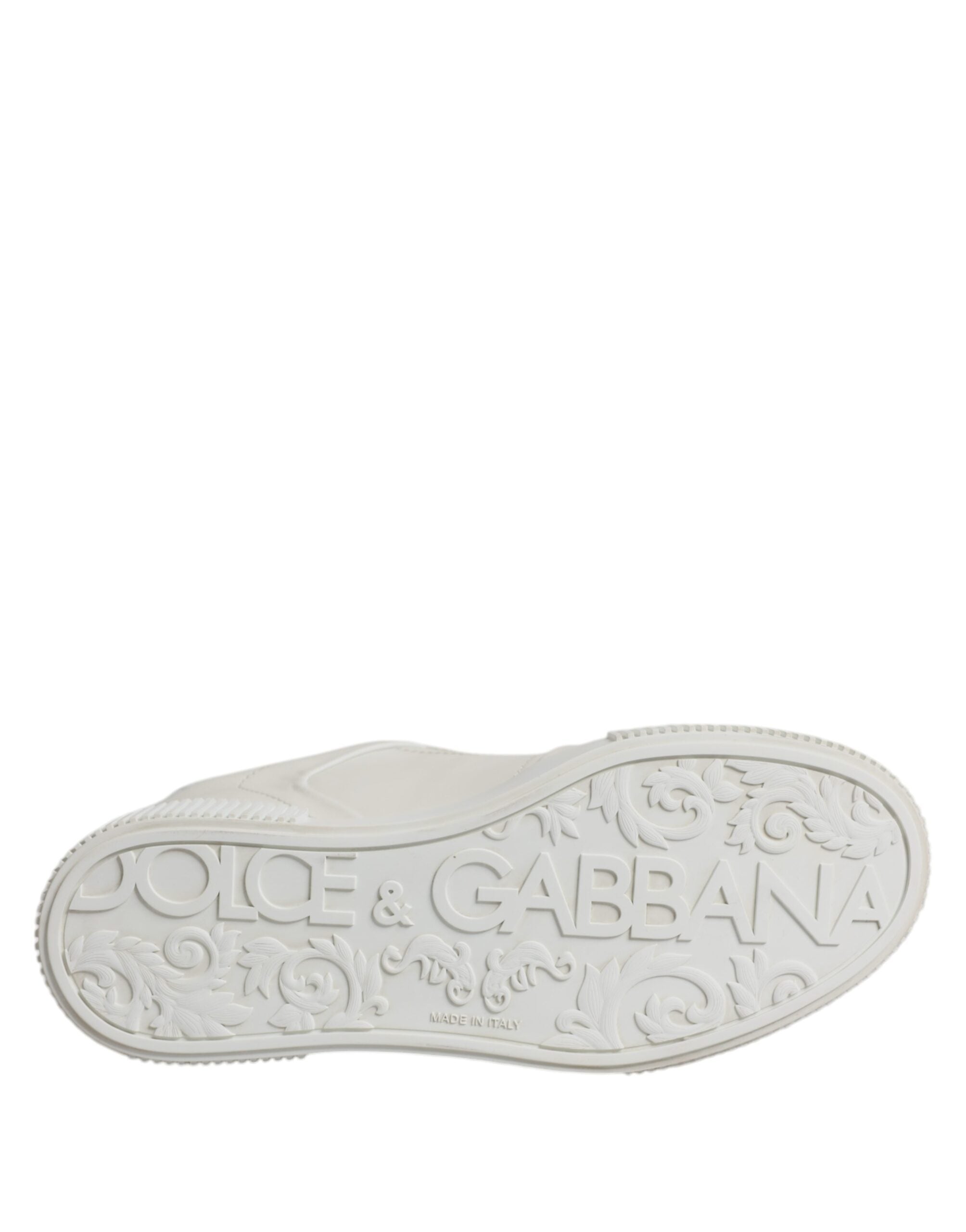 Chaussures sneakers basses en cuir blanc Dolce & Gabbana Miami pour femmes, vue de face.
