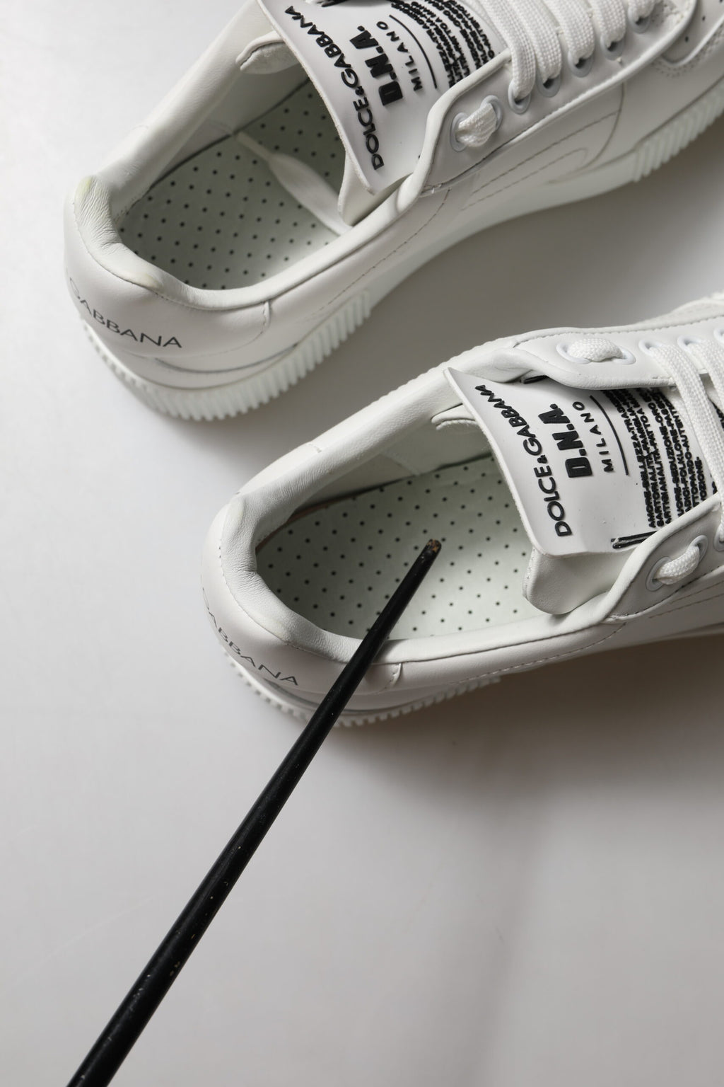 Chaussures sneakers basses en cuir blanc Dolce & Gabbana Miami, chaussures de mode pour homme.