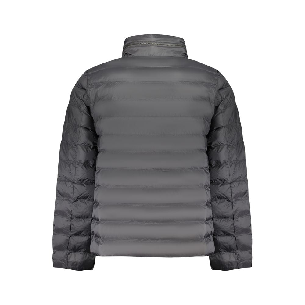 Veste homme Calvin Klein en nylon noir, style poliammide, avec coupe ajustée et fermeture éclair visible.
