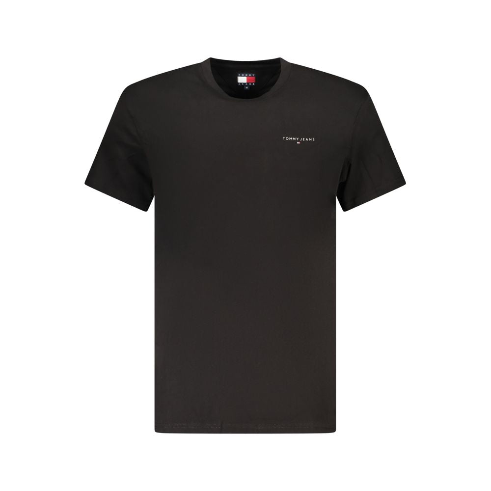 T-shirt en coton noir pour homme de la marque Tommy Hilfiger, coupe classique avec logo discret sur la poitrine.
