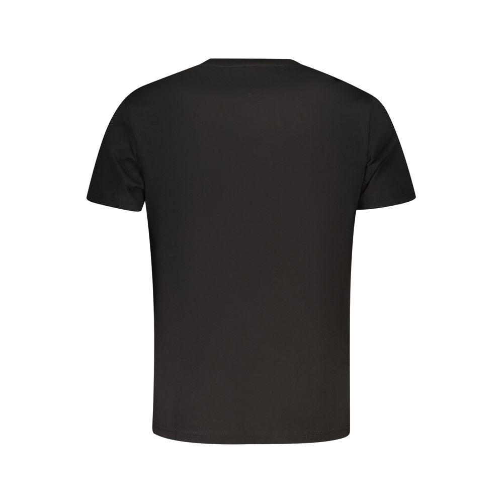 T-shirt noir en coton pour homme de la marque Tommy Hilfiger, coupe classique, avec logo discret visible sur la poitrine.