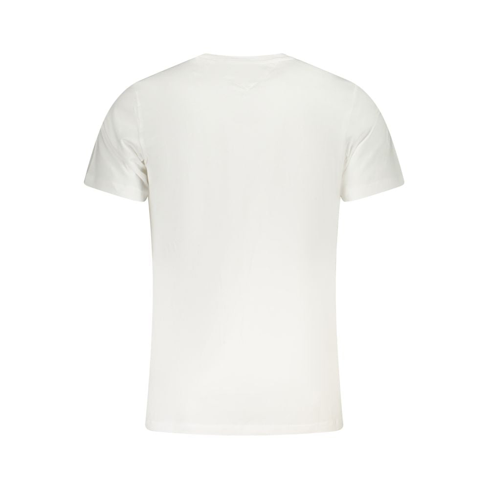 T-shirt blanc en coton pour homme de la marque Tommy Hilfiger, vue de face, avec logo discret sur la poitrine.