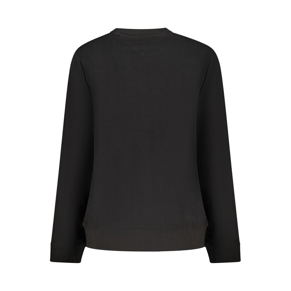 Sweat-shirt noir en coton pour femmes de Tommy Hilfiger, manches longues et logo discret sur la poitrine.
