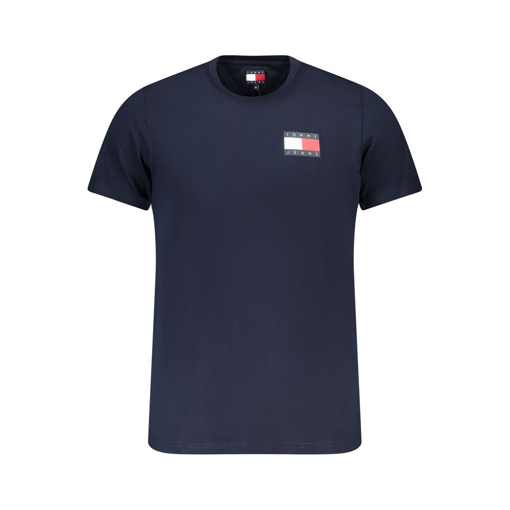 T-shirt homme en coton bleu de la marque Tommy Hilfiger, coupe classique et logo brodé sur la poitrine.