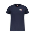 T-shirt homme en coton bleu de la marque Tommy Hilfiger, coupe classique et logo brodé sur la poitrine.