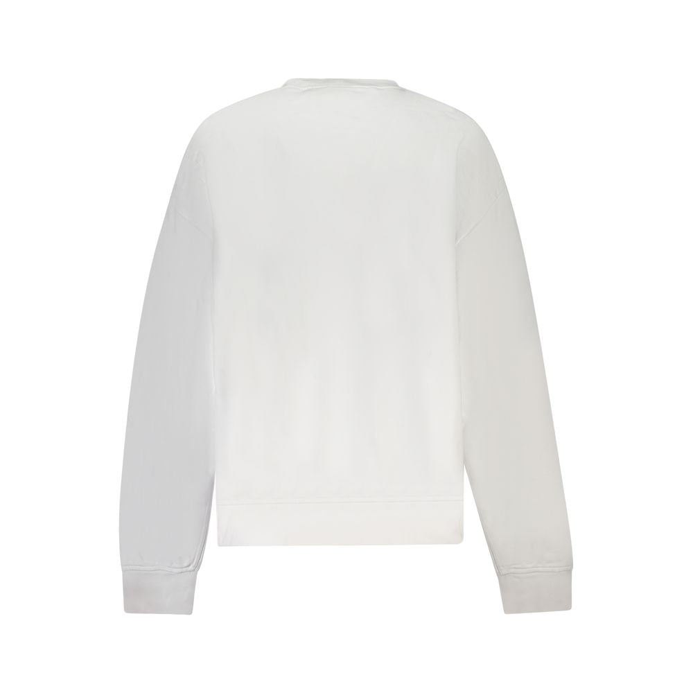 Sweat-shirt blanc en coton pour femmes de la marque Calvin Klein, vue de face, avec logo discret sur la poitrine.