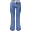 Jeans pour femmes Guess Jeans en coton bleu, coupe classique et détail de la taille visible.