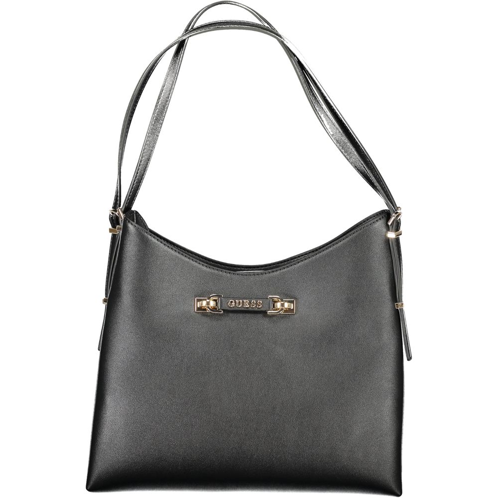 Sac à main Guess Jeans en polyuréthane noir pour femmes, design élégant et tendance, avec détails modernes.