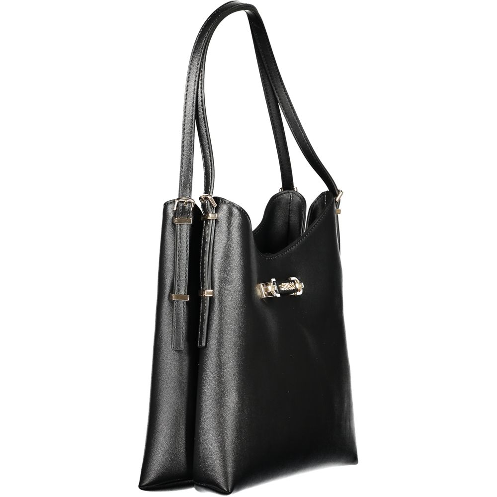 Sac à main Guess Jeans en polyuréthane noir pour femmes, avec design élégant et détails modernes.